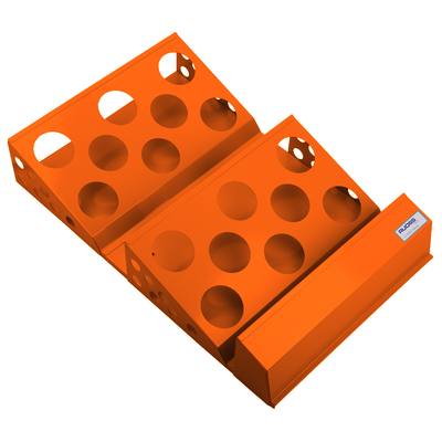 Schemabehälter Typ 4 aus Stahlblech, pulverbeschichtet in RAL 2004 Orange