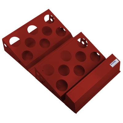 Schemabehälter Typ 4 aus Stahlblech, pulverbeschichtet in RAL 3011 Braunrot