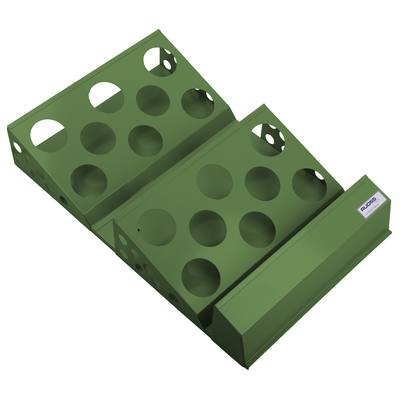 Schemabehälter Typ 4 aus Stahlblech, pulverbeschichtet in RAL 6011 Resedagrün